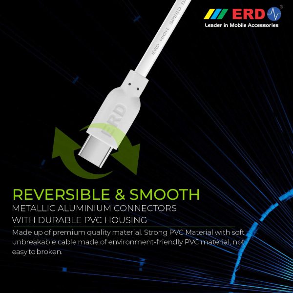 ERD UC-37 3 Amp Fast Charging Extra Tough Unbreakable 1 Meter Long USB Type C Cable (White) 6