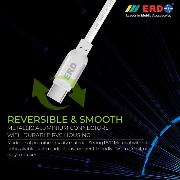 ERD UC-39 3 Amp Fast Charging Extra Tough Unbreakable 1 Meter Long USB Type C Cable (White) 6