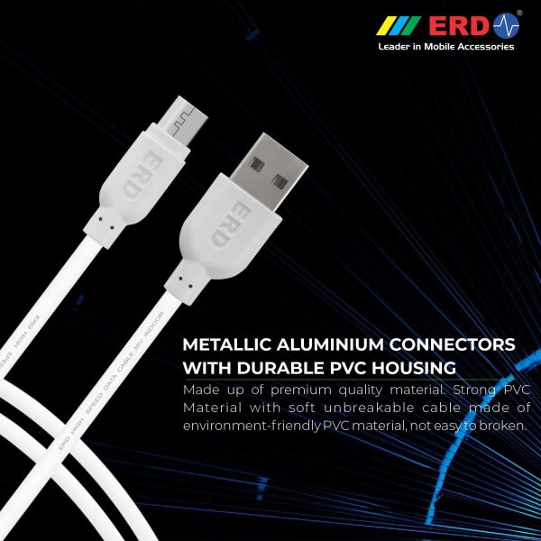 ERD UC-22 2.4 Amp Fast Charging Extra Tough Unbreakable 1.5 Meter Long Micro USB Cable (White) 6