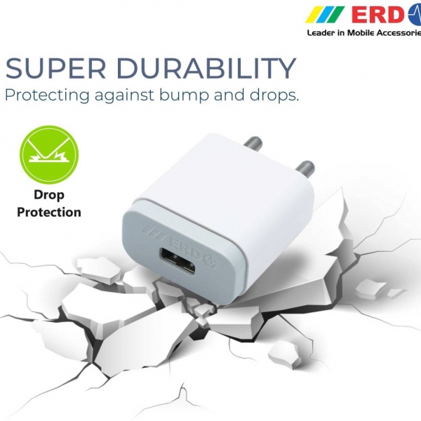 ERD TC-21 Micro USB Charger 2 Amp Mobile Charger with Detachable Cable (White, Cable Included) 3
