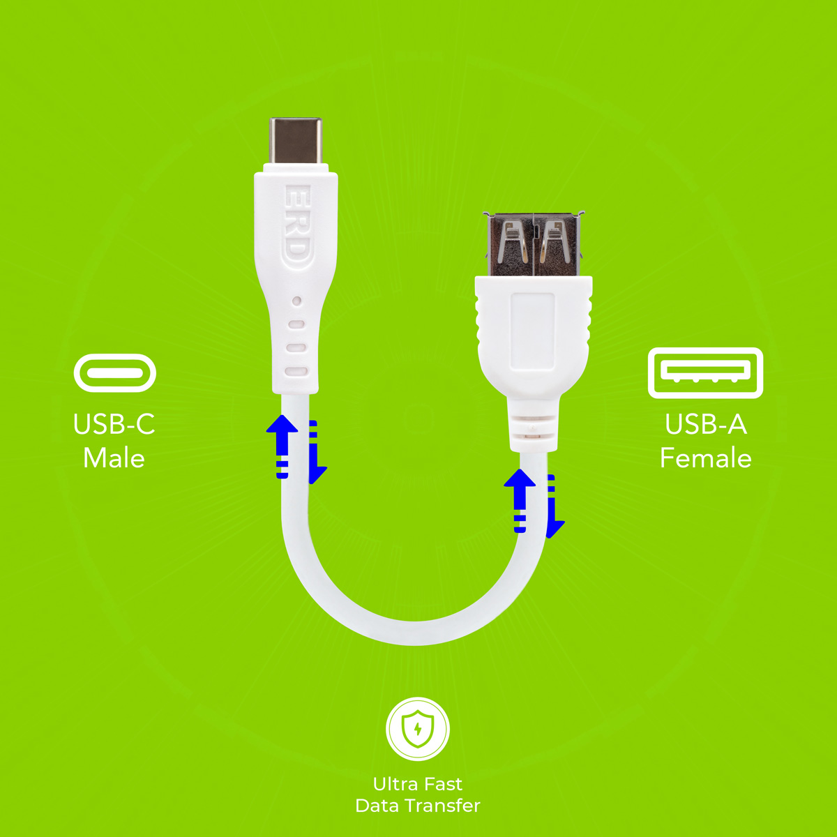ERD UC-11 USB-C OTG Cable 5 Inch Long (White) 2